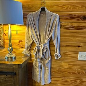 Cozy Beige Knit Robe with Belt